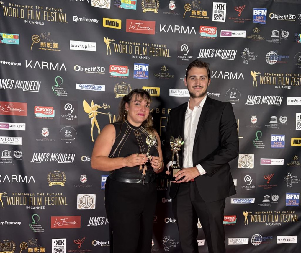 Anais détailleur et Mathias Molteno représente l'école au World Film Festival in Cannes